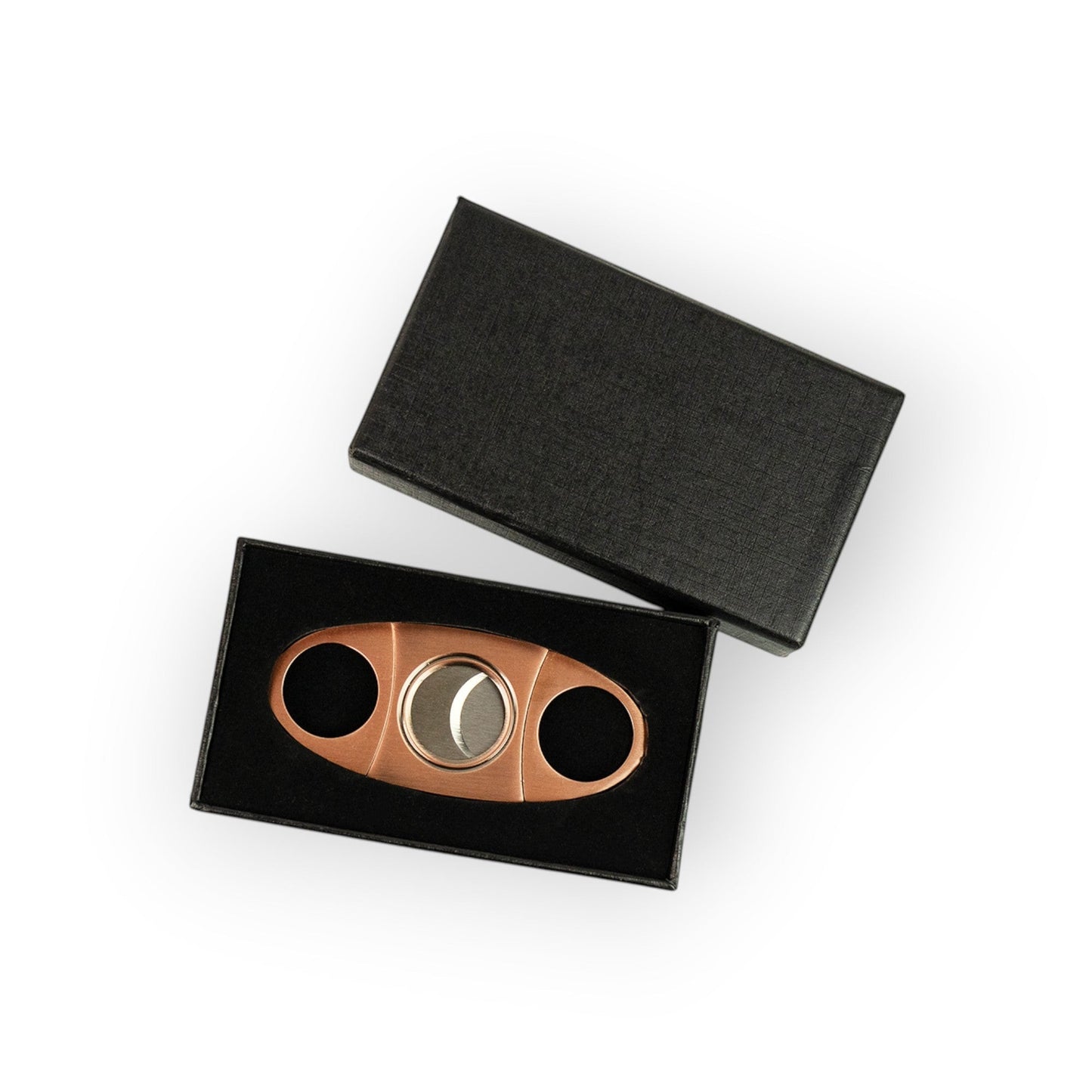 HouseEco stainless steel cigar cutter in copper finish, with precision blades and gift box. Ideal for cigar enthusiasts.