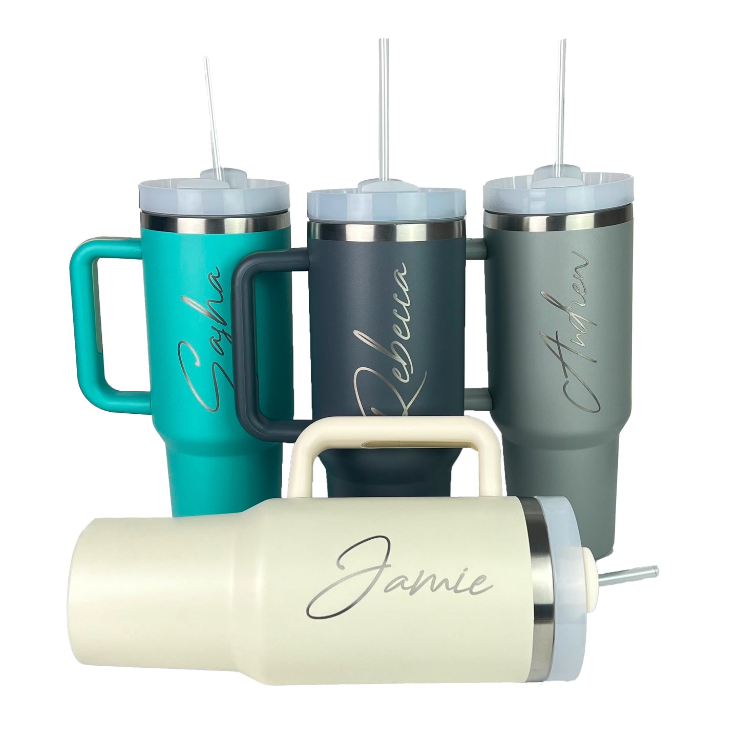 Personalised Large Travel Mug with Handle and Straw - 1.2L