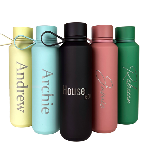 Personalised Insulated Water Bottle with Carry Handle - 600ml