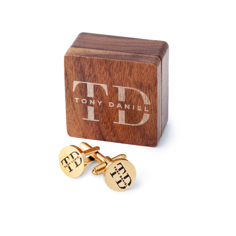 Personalised Cufflinks with Engraved Wooden Gift Box