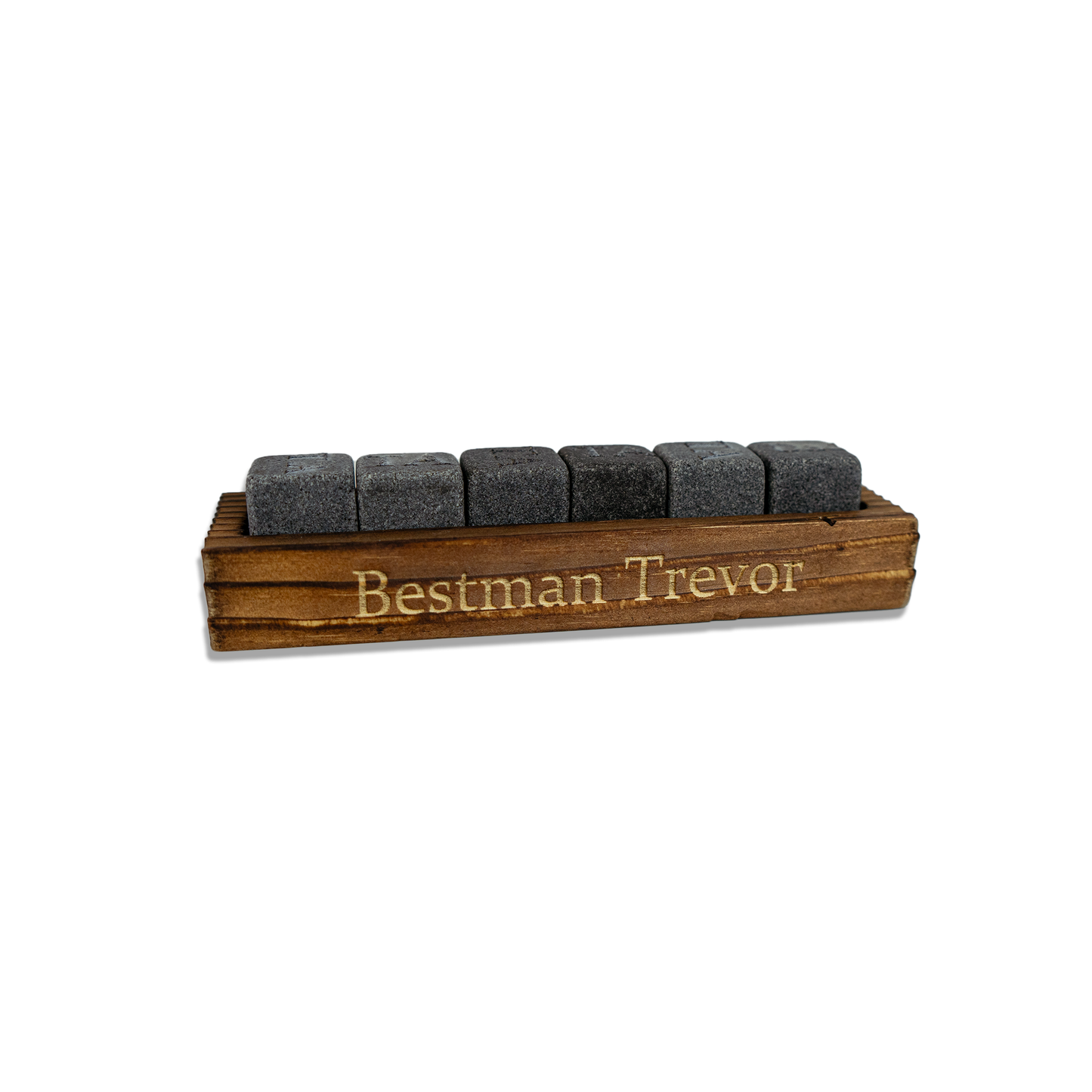 Personalised Whiskey Stones Set with Engraved Wooden Base