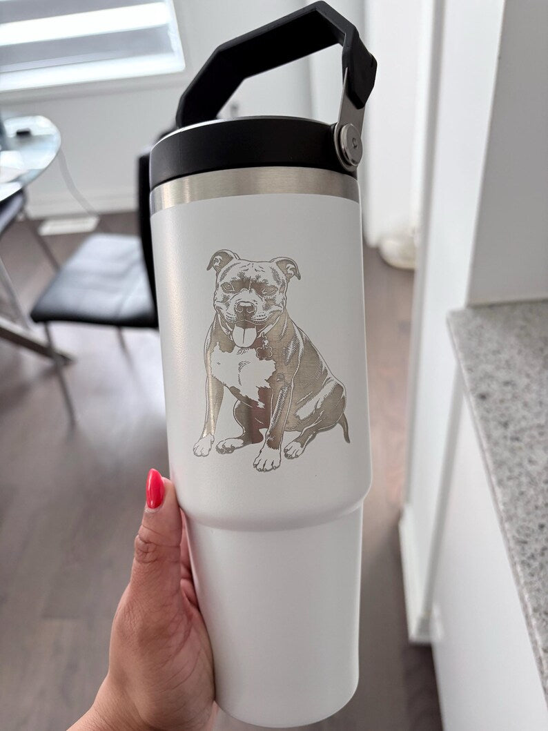 Pet portrait on a 30oz tumbler