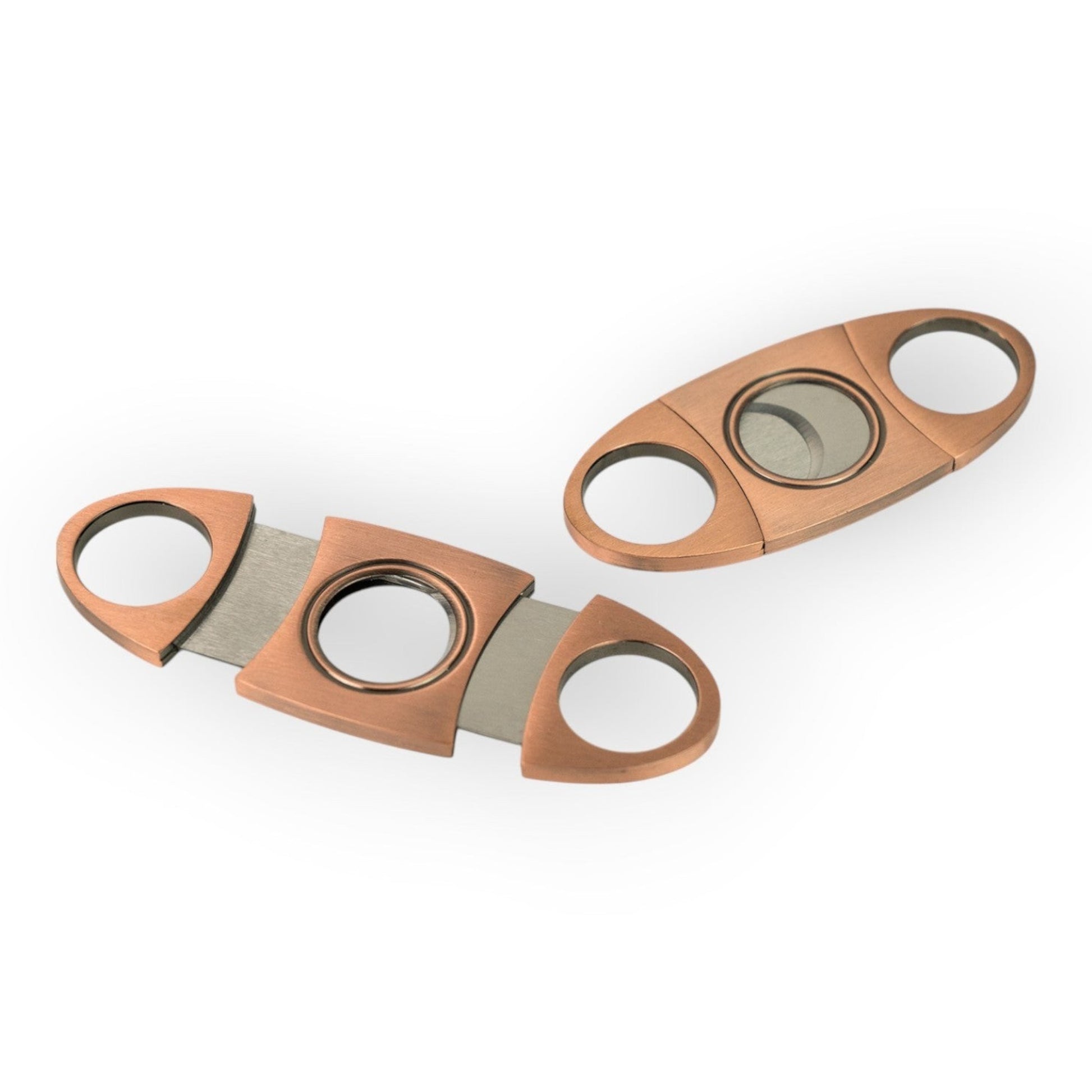 HouseEco stainless steel cigar cutter with copper finish and precision blades, includes gift box.