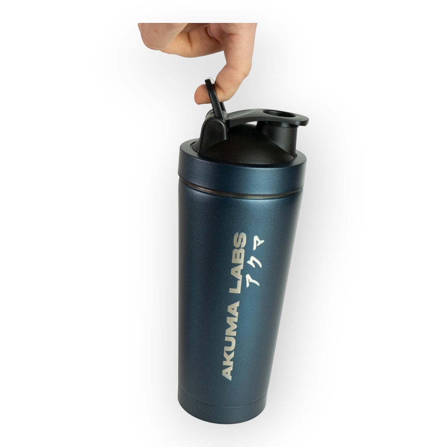 HouseEco dark blue 750ML insulated metal protein shaker with leakproof lid and carry handle.