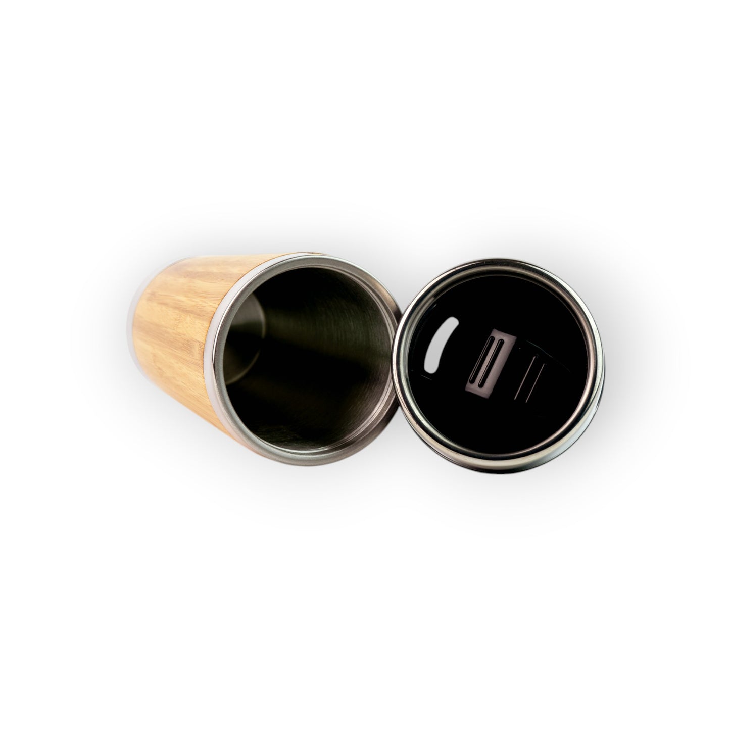 HouseEco personalised bamboo coffee mug and flask gift set, insulated, leakproof, fits cup holders.