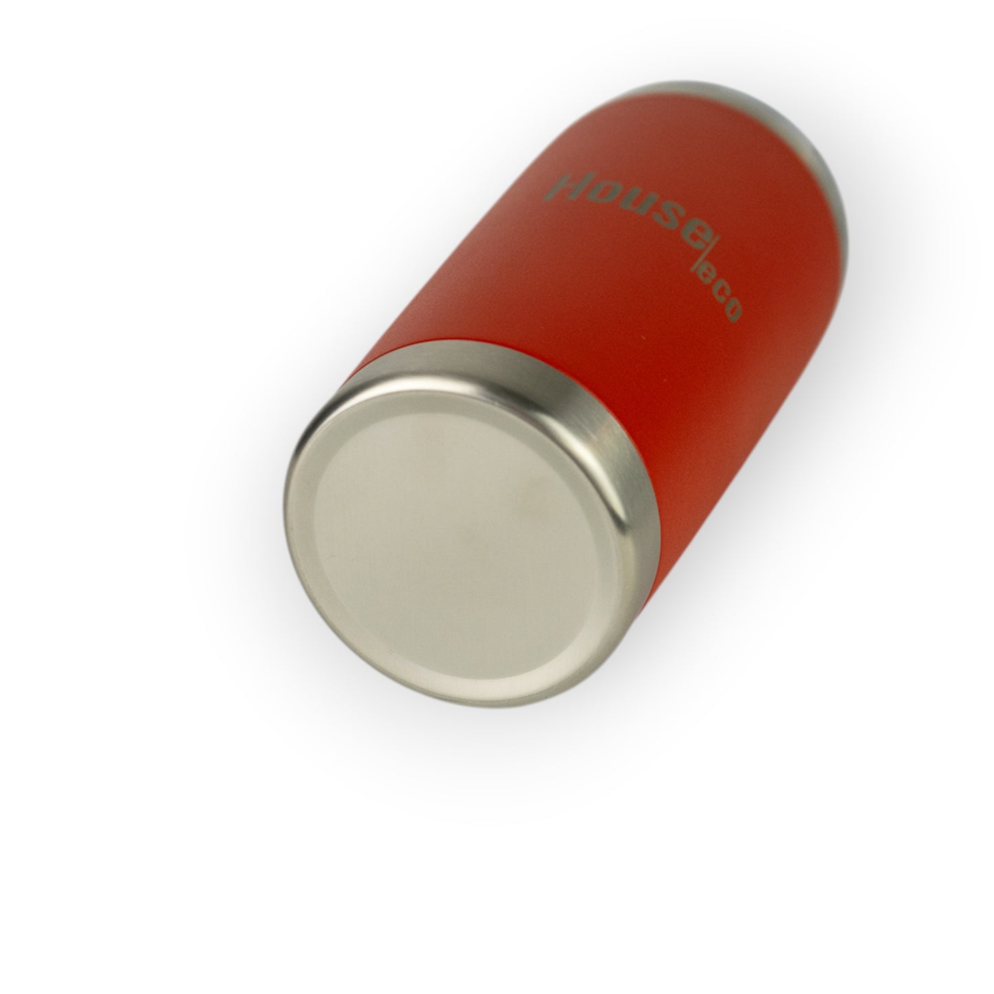 HouseEco red personalised 500ml insulated travel coffee mug with silver trim and engraved logo.