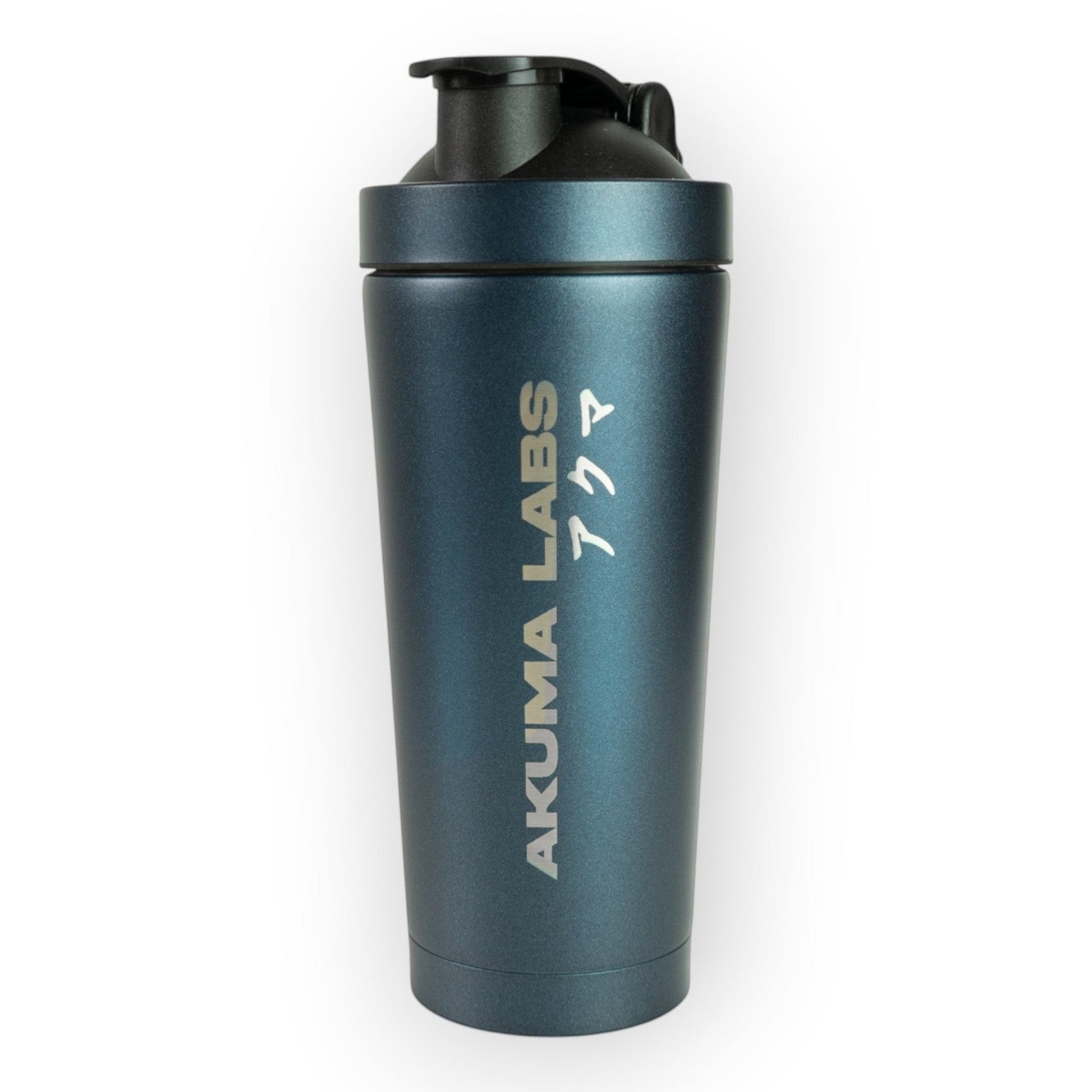 HouseEco teal metal insulated protein shaker with leakproof lid and carry handle. 750ML.