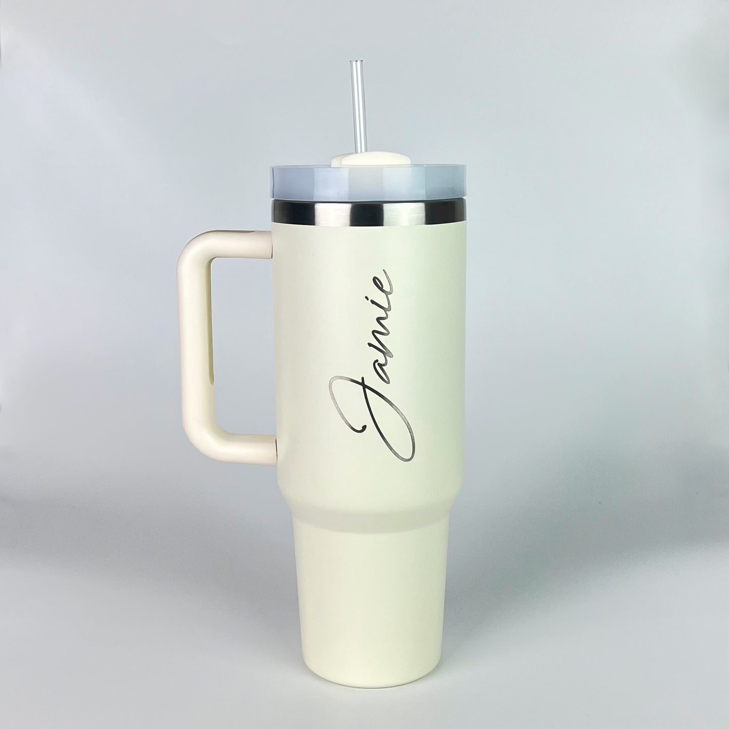 Personalised Large Travel Mug with Handle and Straw - 1.2L