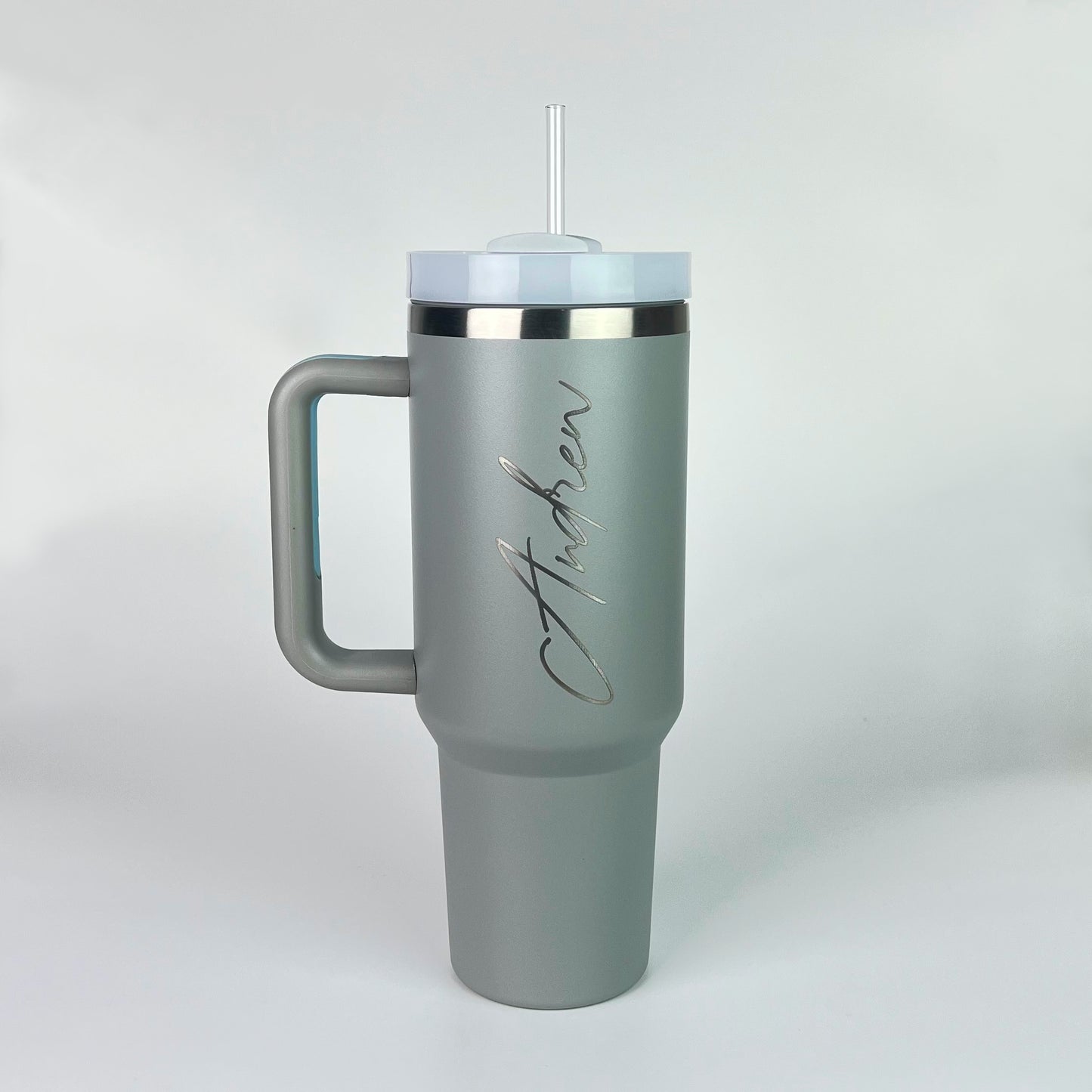 Personalised Large Travel Mug with Handle and Straw - 1.2L