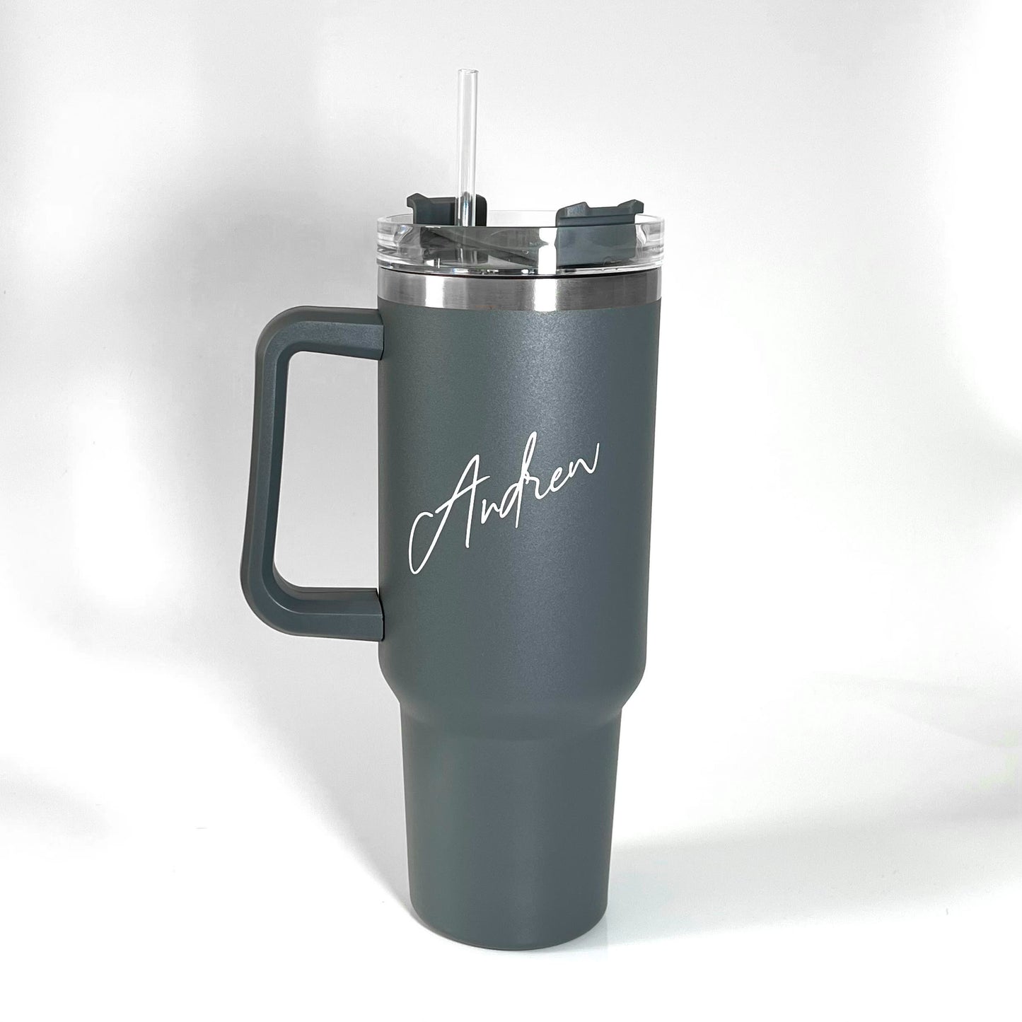 Personalised Insulated Travel Mug with Handle and Straw - 1.2L