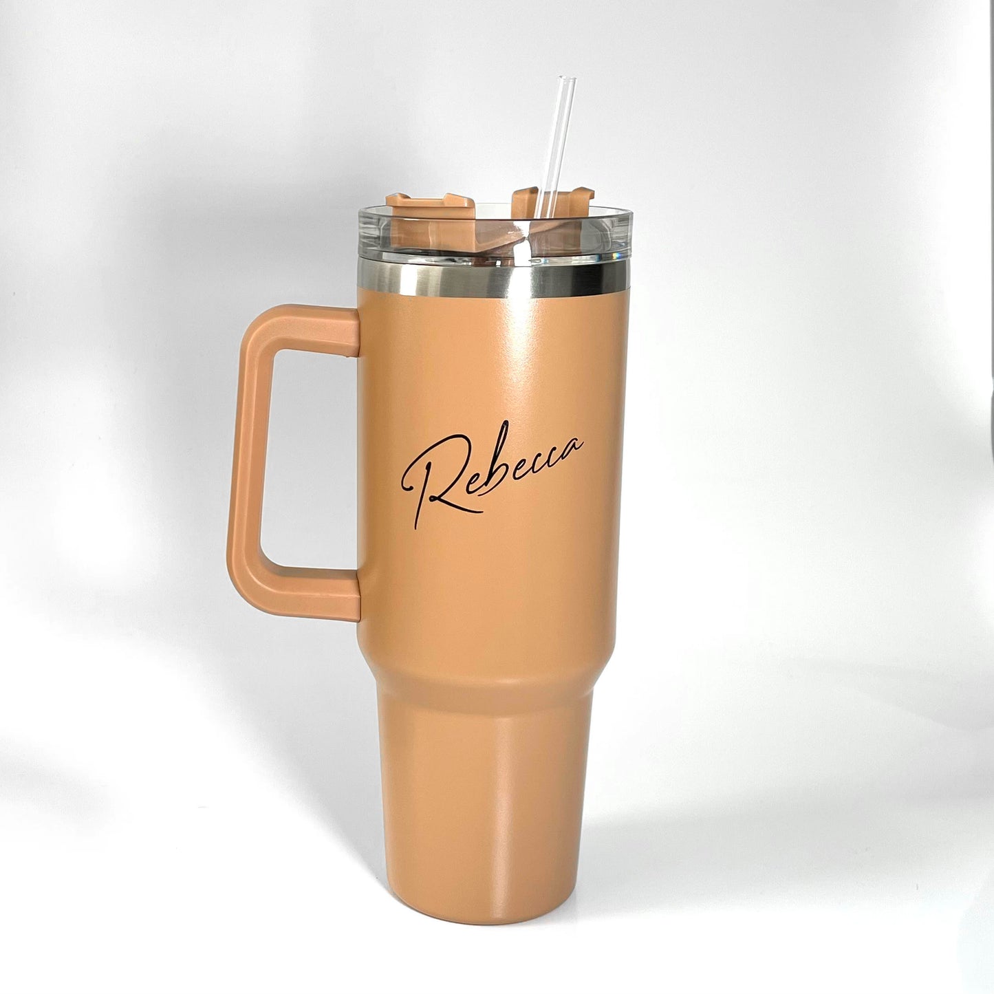 Personalised Insulated Travel Mug with Handle and Straw - 1.2L